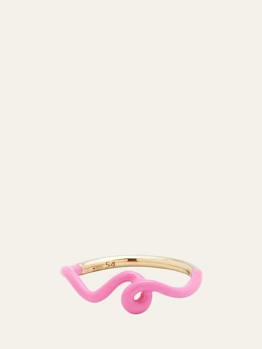 Wow Mini Mono Ring with Bubblegum Pink Enamel - 1