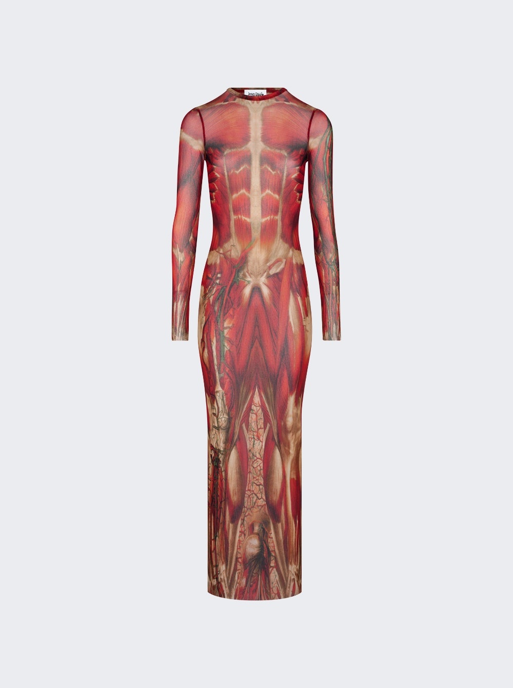 Mesh Long Dress Red Écorché Print - 1