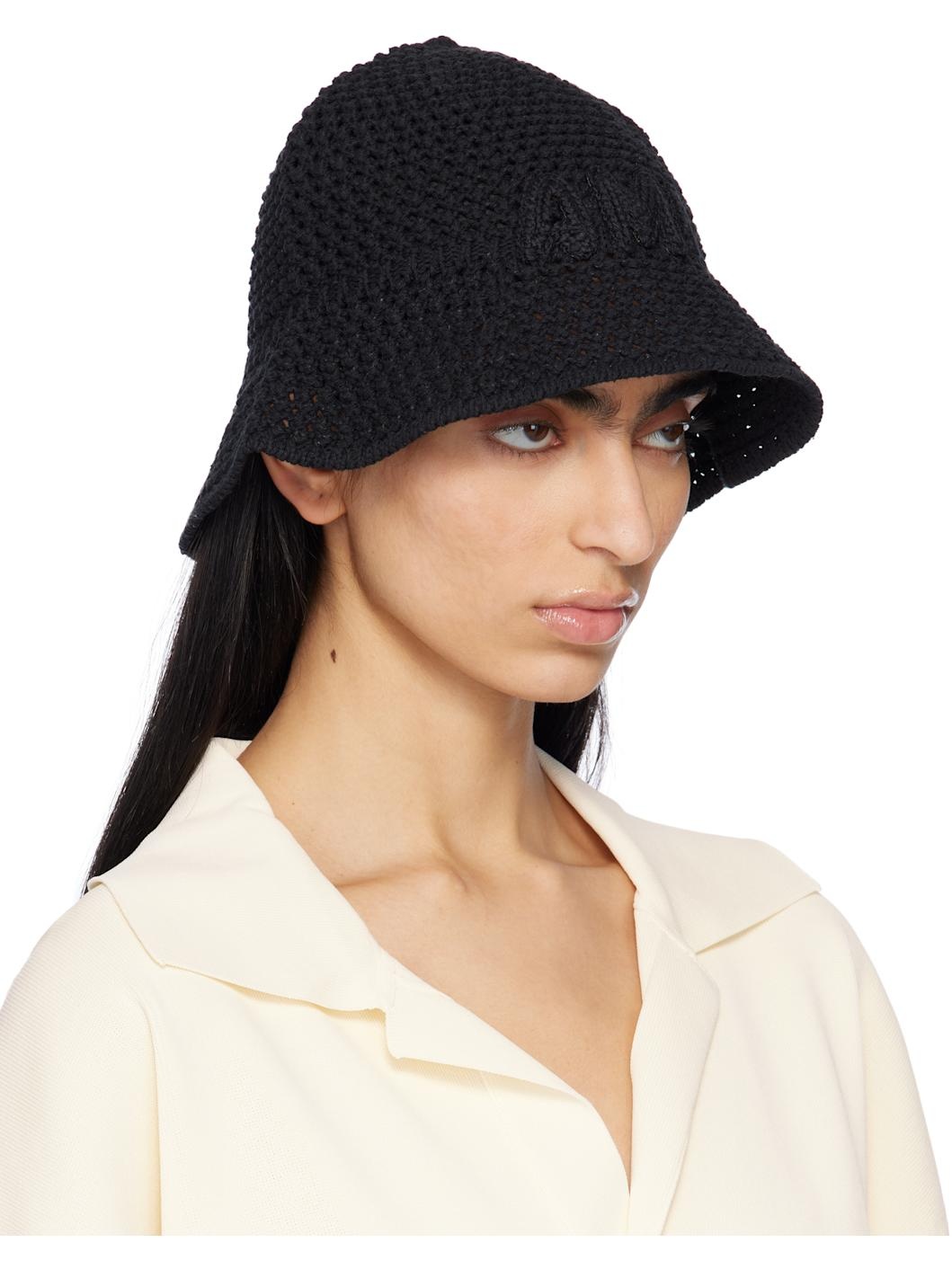 Black Knit 'AMI' Patch Bucket Hat - 2
