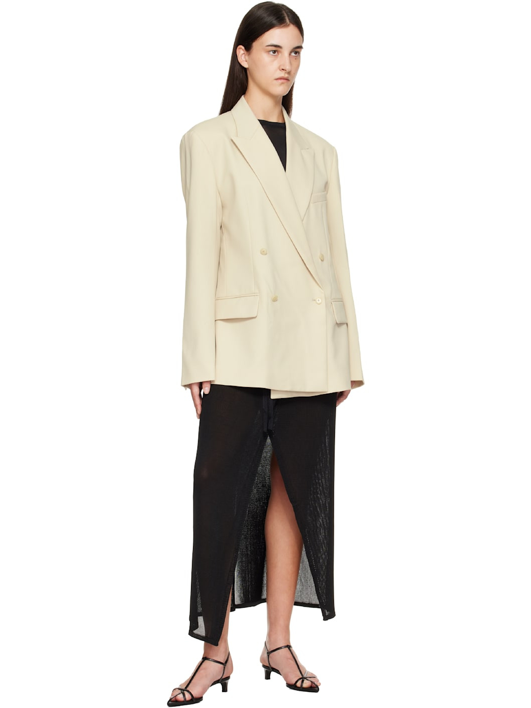 Beige Newark Double Breasted Blazer - 4
