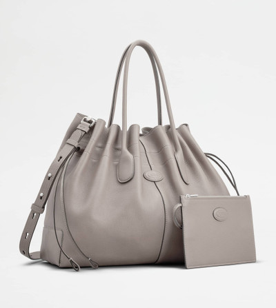 Tod's TOD'S DI BAG IN LEATHER MEDIUM WITH DRAWSTRING - GREY outlook
