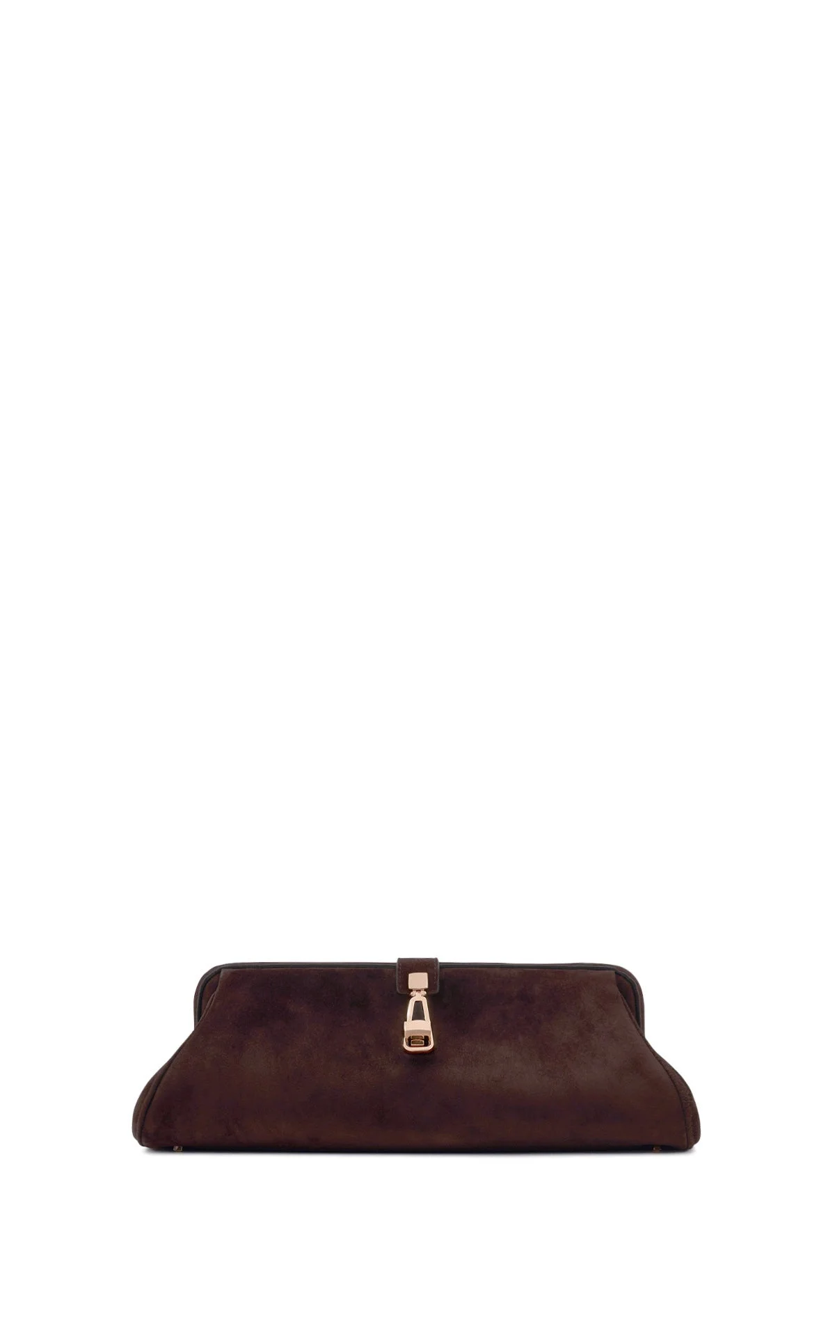 Paola Clutch in Chocolate Suede - 1