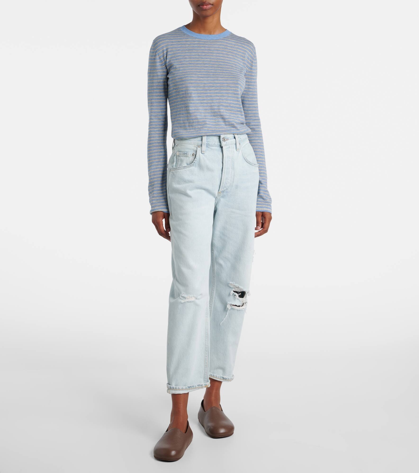 Dahlia distressed low-rise wide-leg jeans - 7
