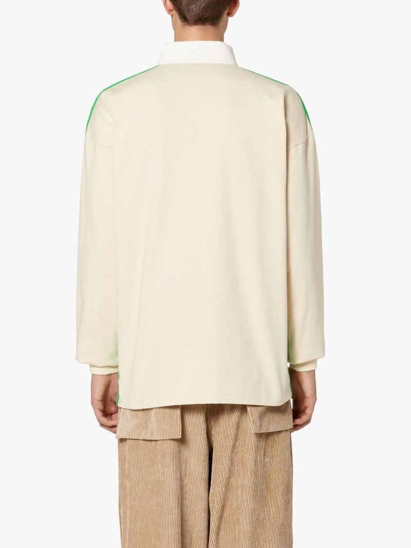 BONE WHITE X GREEN COTTON RUGBY SHIRT | GJM-201 4