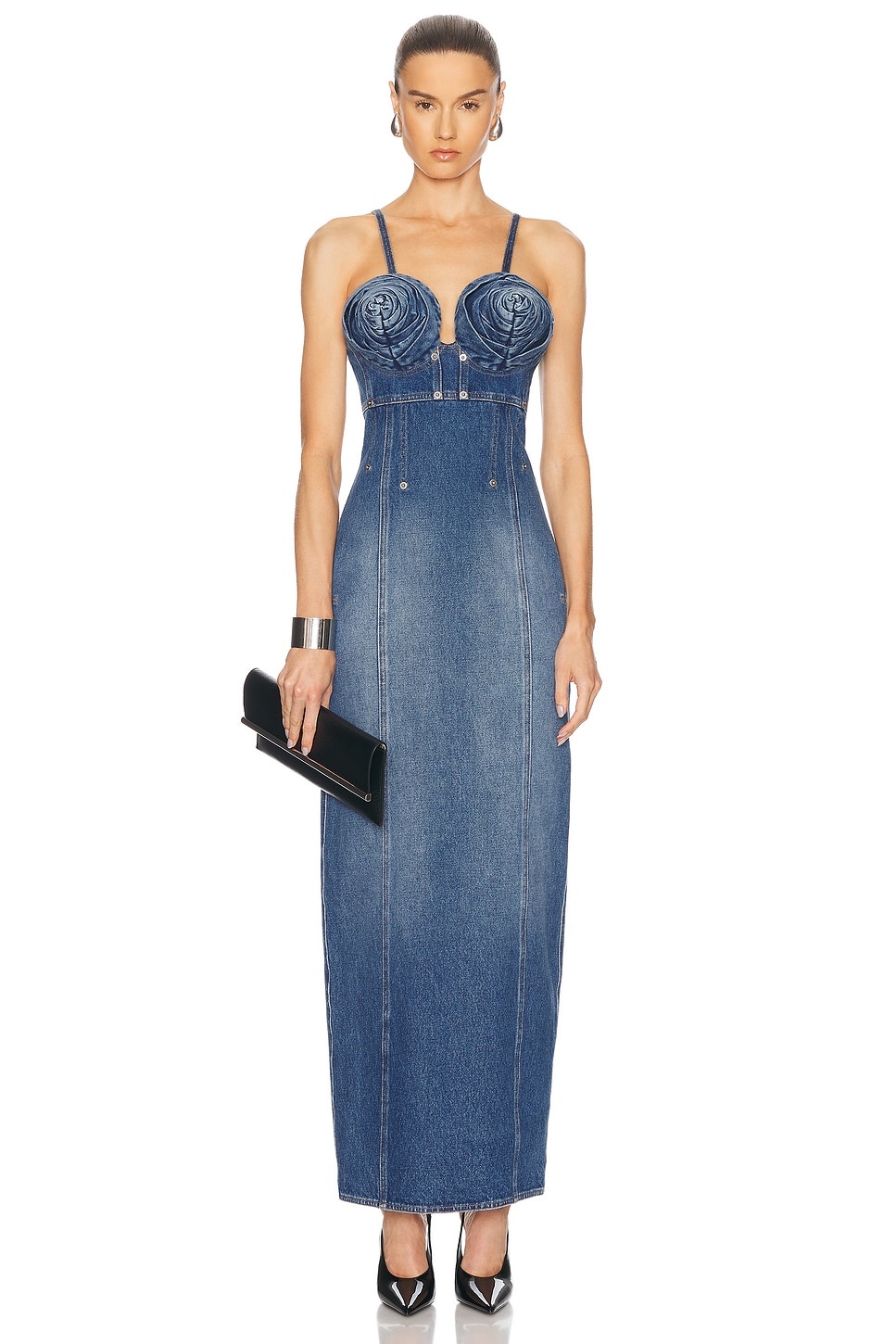 Conic Cups Long Denim Dress - 2