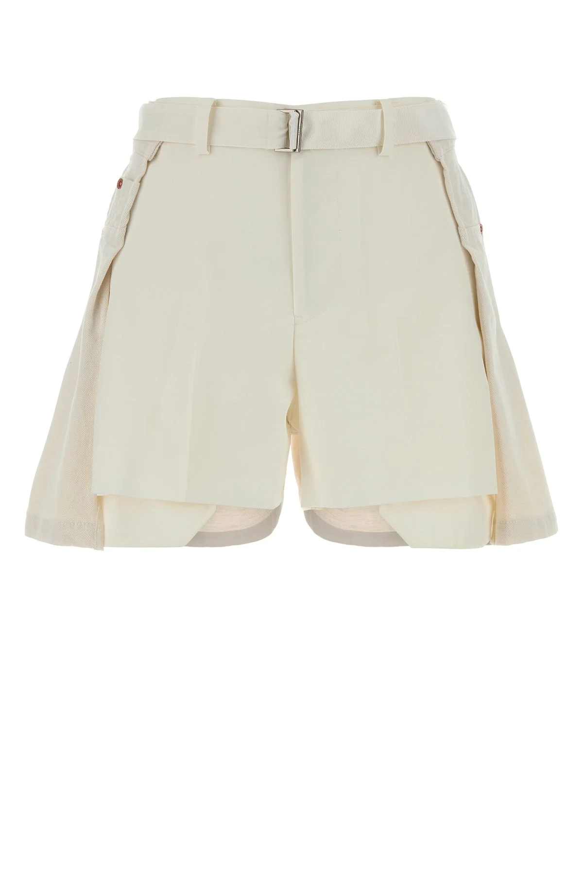 White polyester and denim shorts - 1
