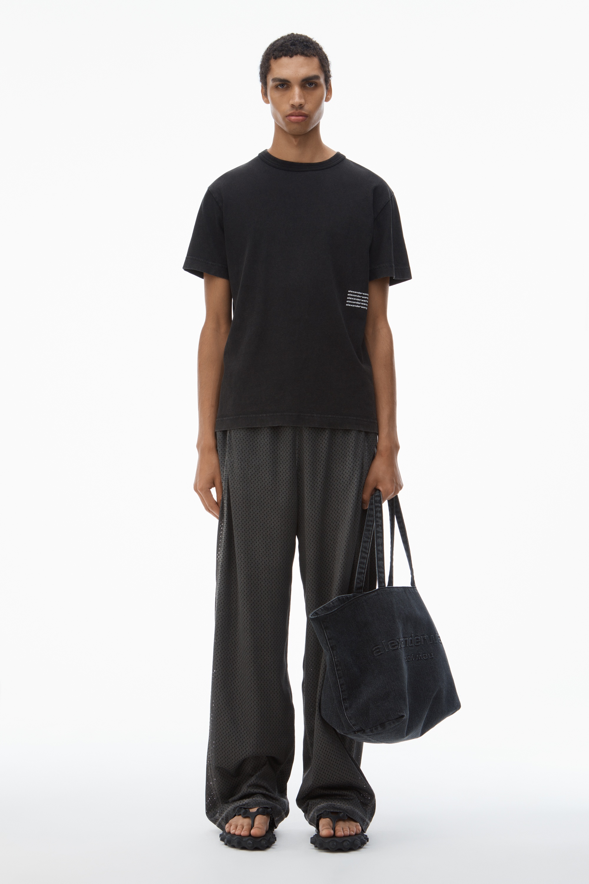 Alexander Wang ACID WASH TEE IN HIGH TWIST JERSEY