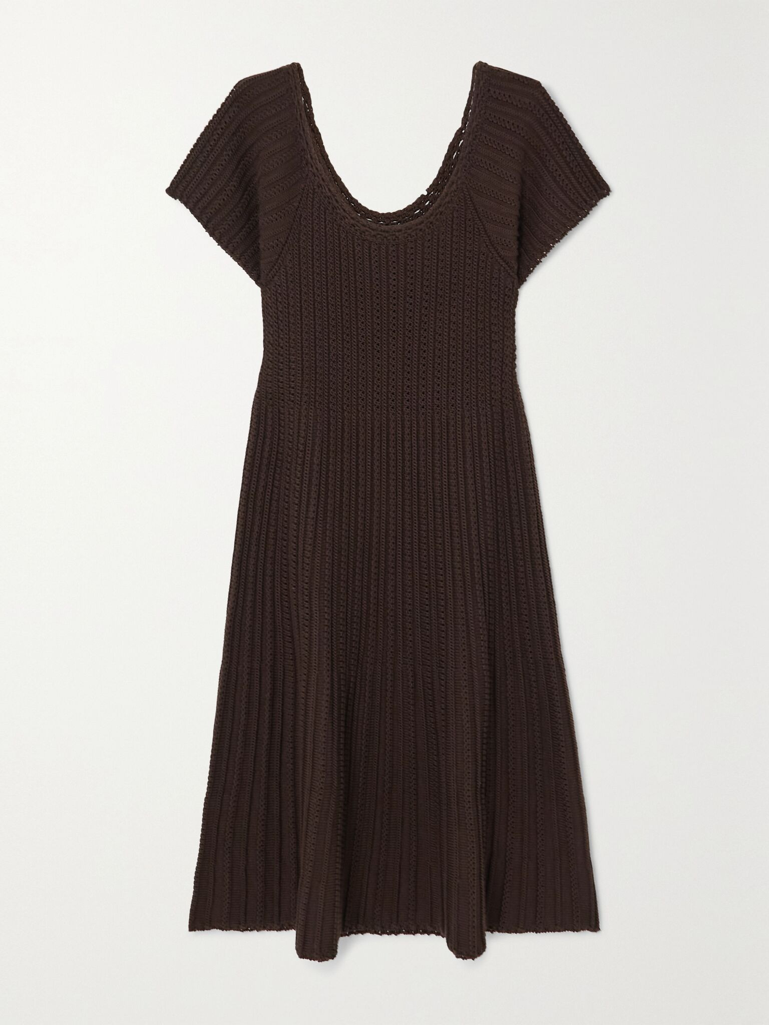 Castellana crocheted silk and cotton-blend dress Dark brown - 1