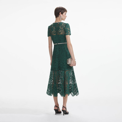 self-portrait Green Lace Diamante Bow Midi Dress outlook