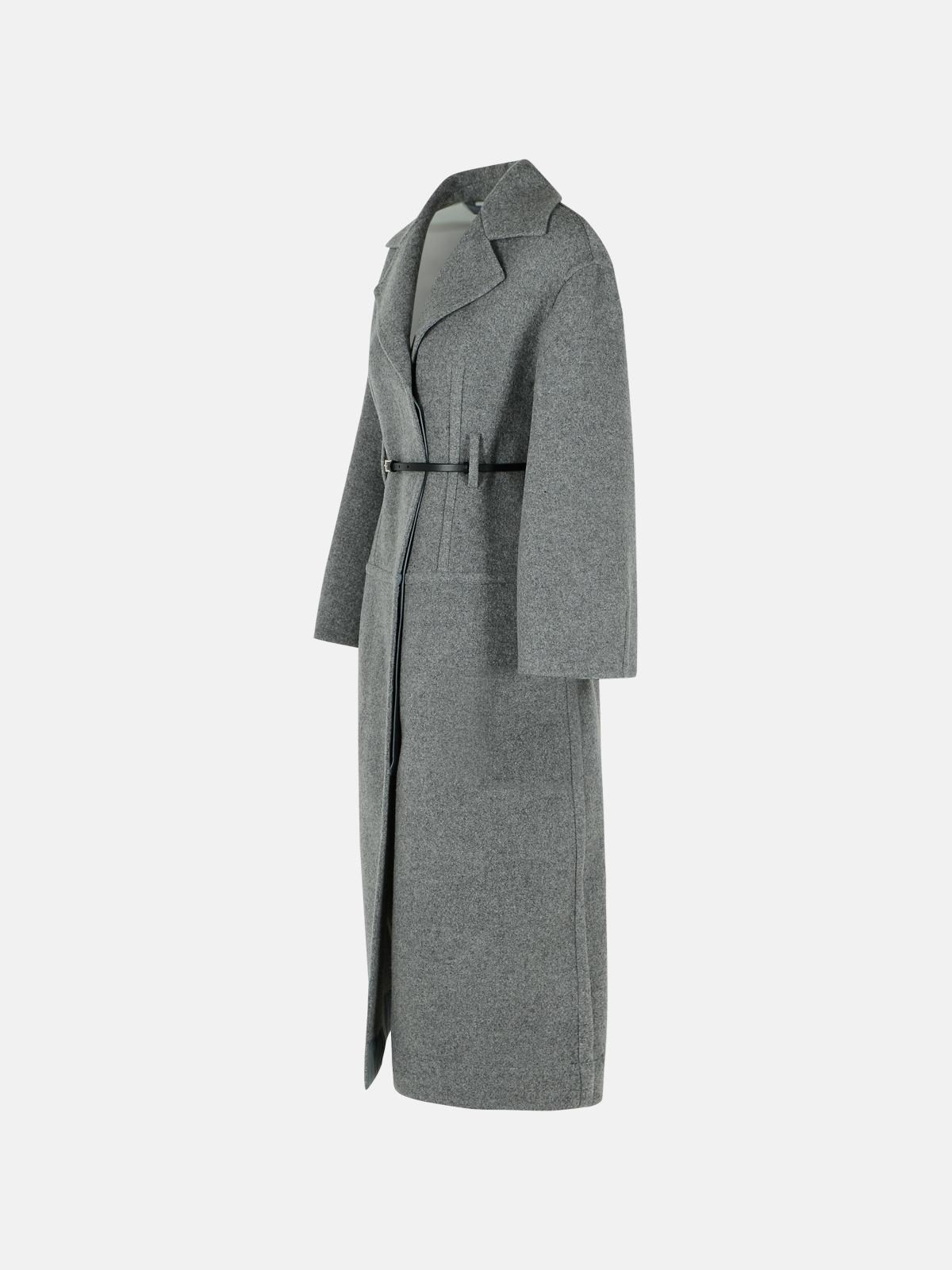 GREY VIRGIN WOOL COAT - 2