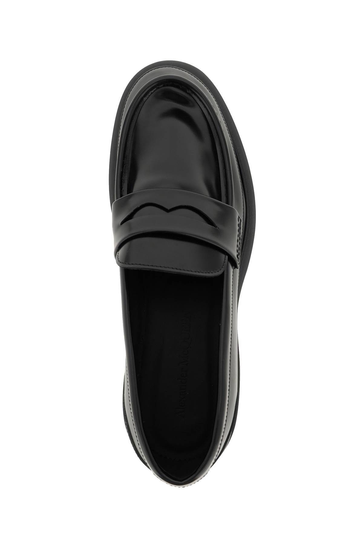 BRUSHED LEATHER PENNY LOAFERS - 3