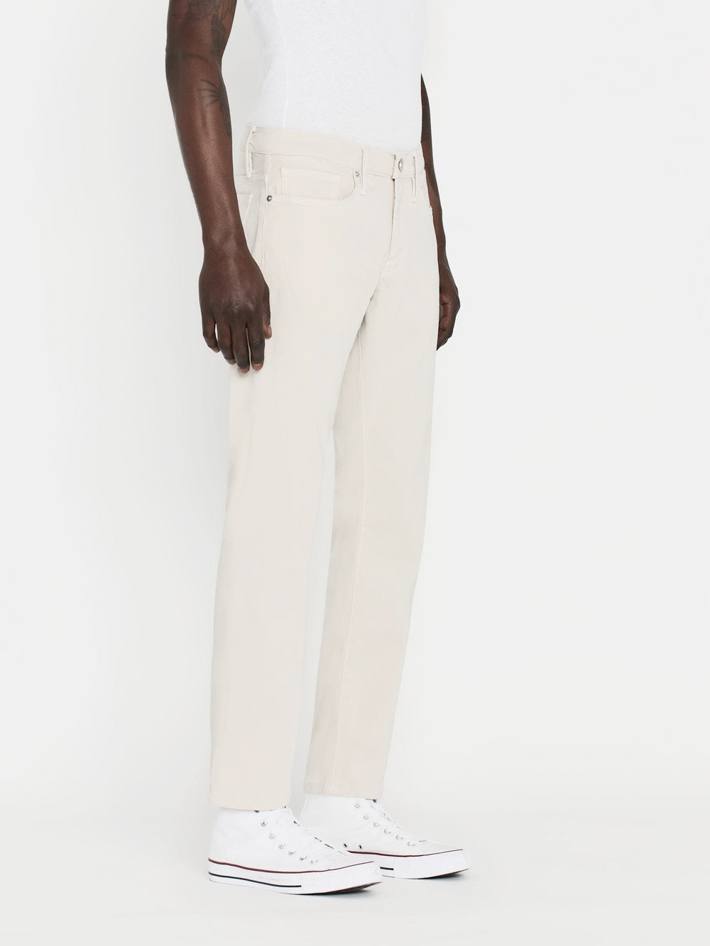 L'Homme Slim Brushed Twill in Milk Beige - 4