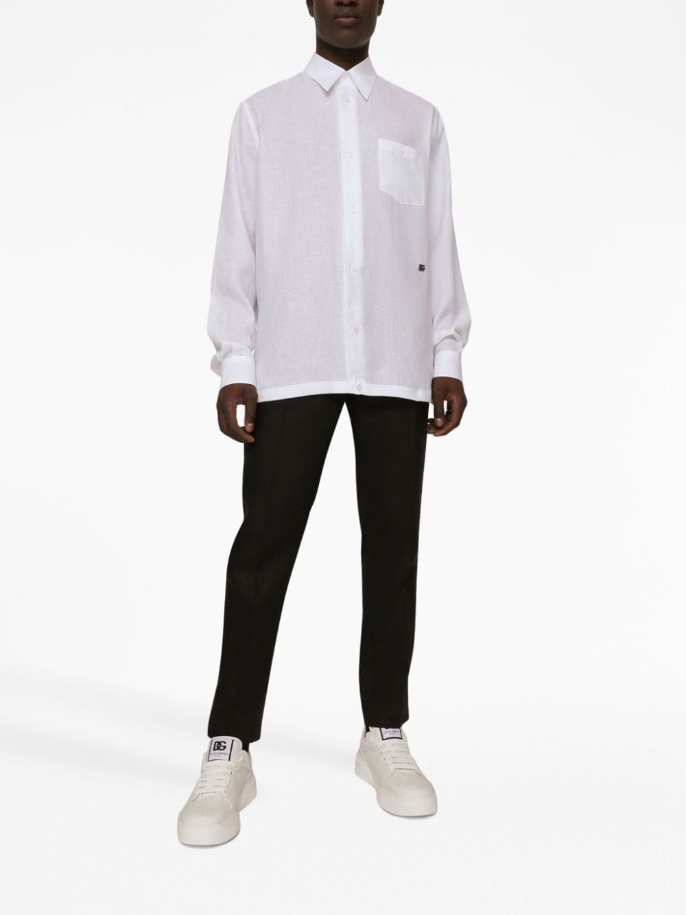 logo-patch tailored-cut trousers - 5