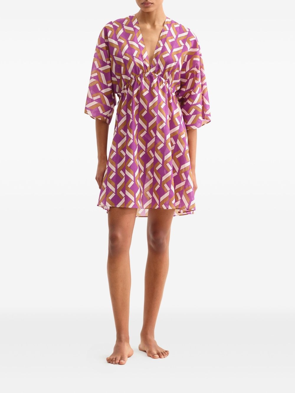 Feel geometric-print kimono dress - 2