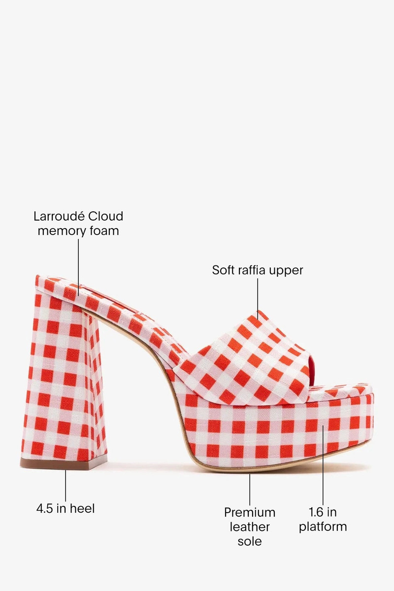 Dolly Platform Mule Scarlet Printed Raffia 5