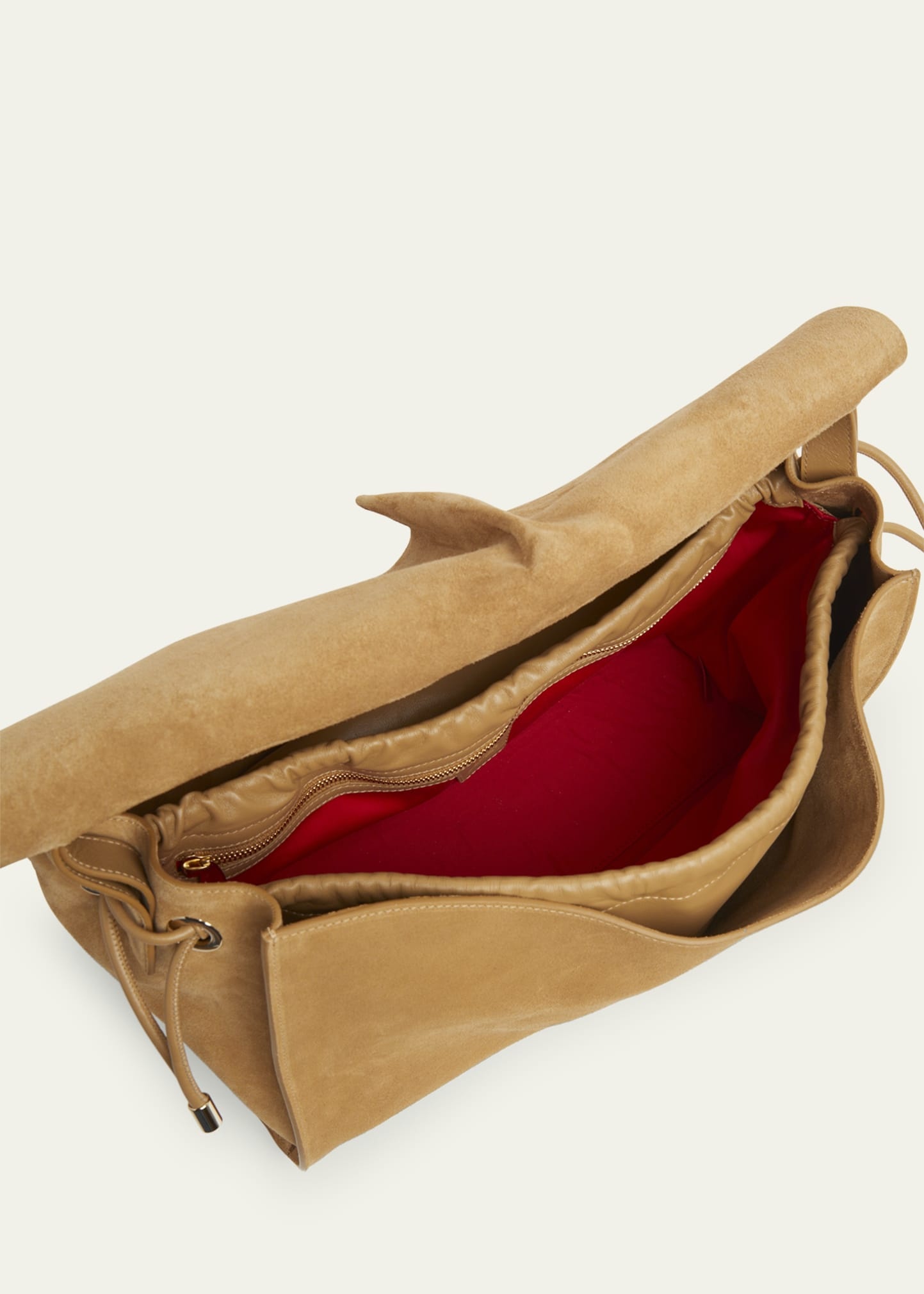 Baggy Large Shoulder Bag in Suede - 3