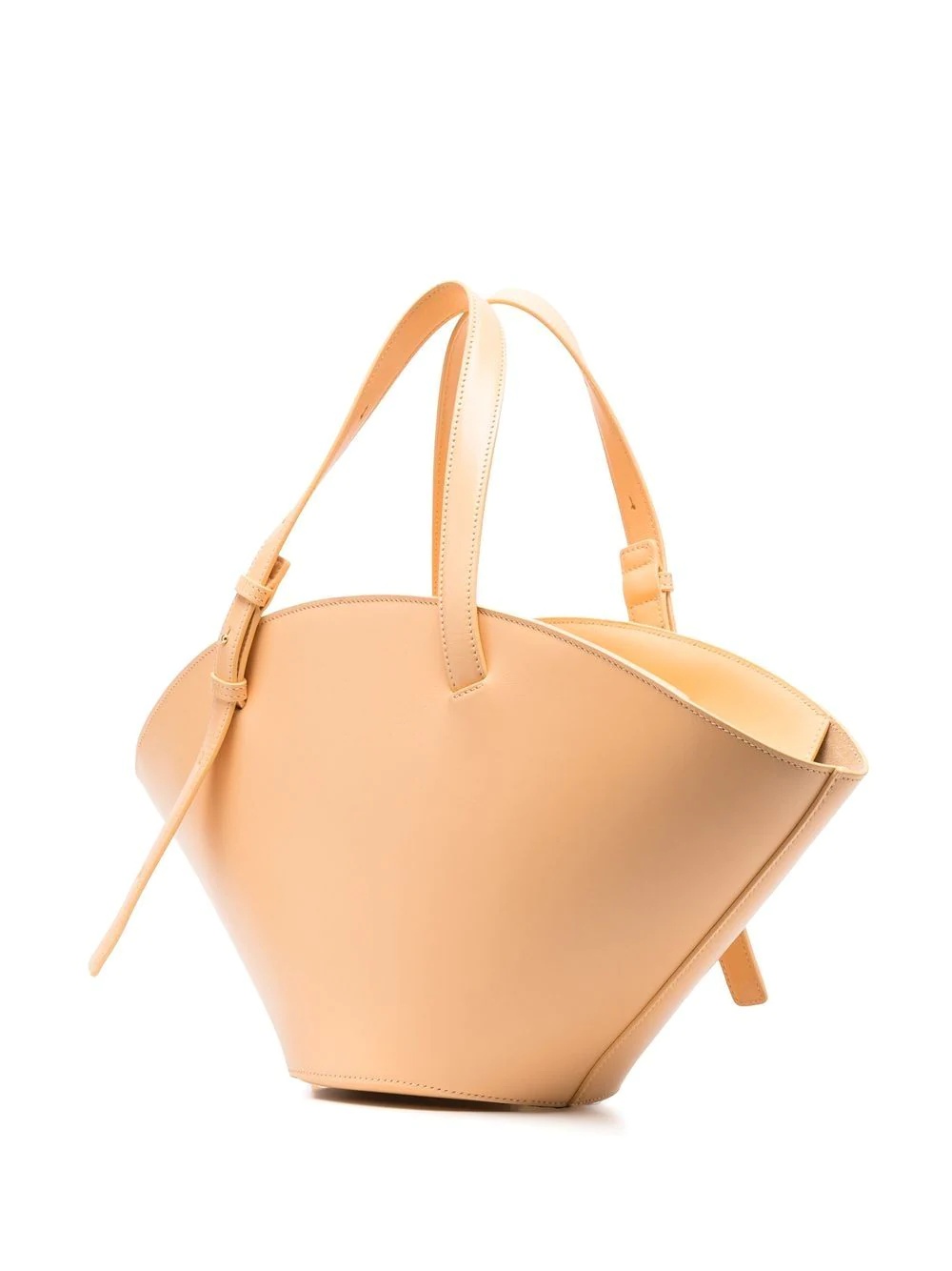 Sombrero curved leather tote bag - 3