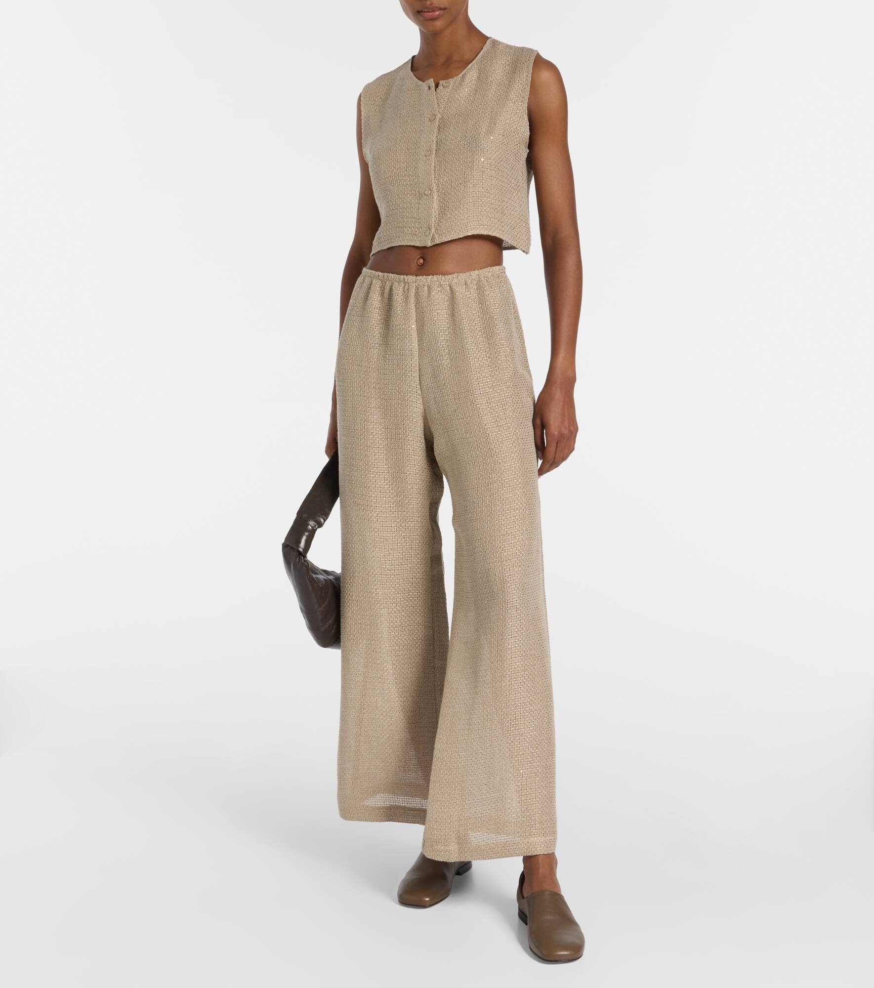Stella sequined linen-blend top - 2