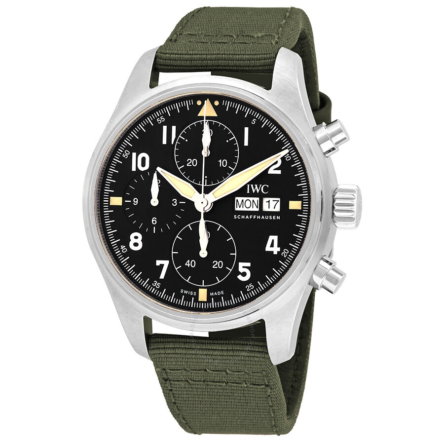 Pre-owned IWC Pilot Spitfire Chronograph Automatic Black Dial Men's Watch IW387901 - 1