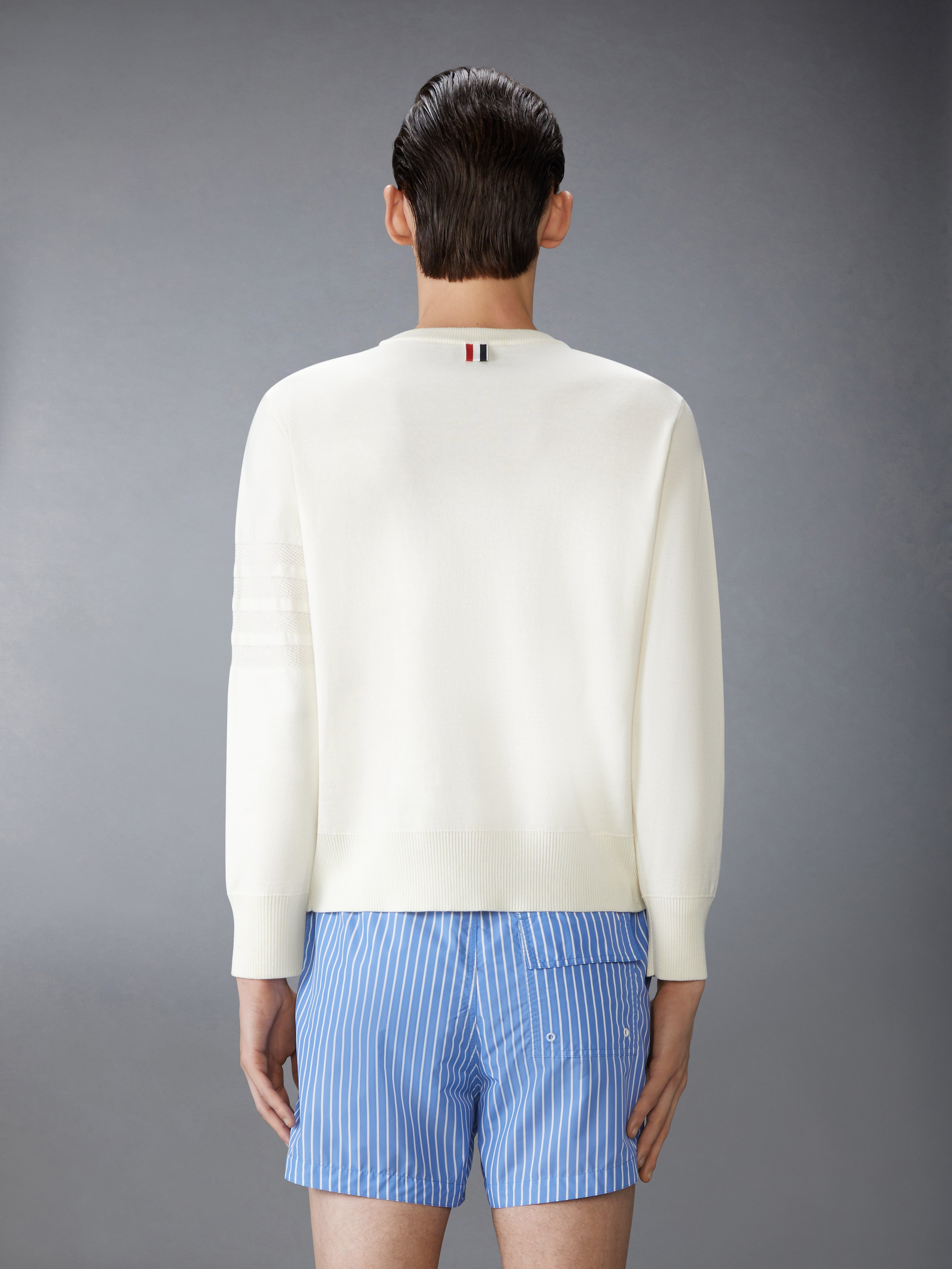 MERINO WOOL DOUBLE FACE 4-BAR CREW NECK PULLOVER - 3