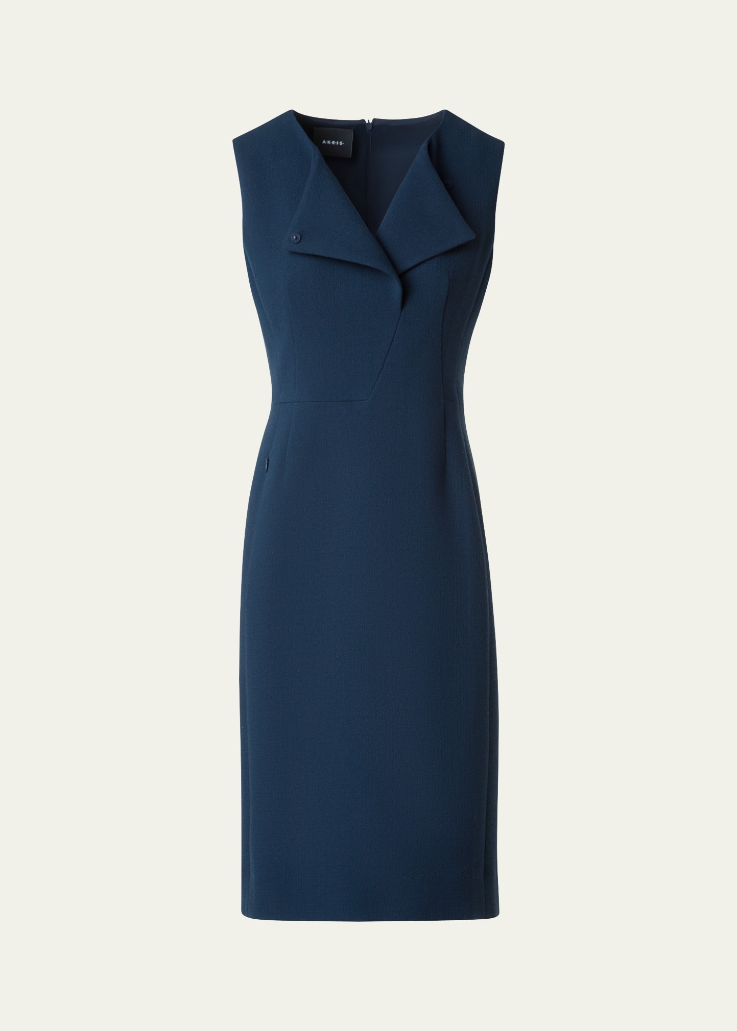 Double-Face Wool Crepe Sheath Dress - 1