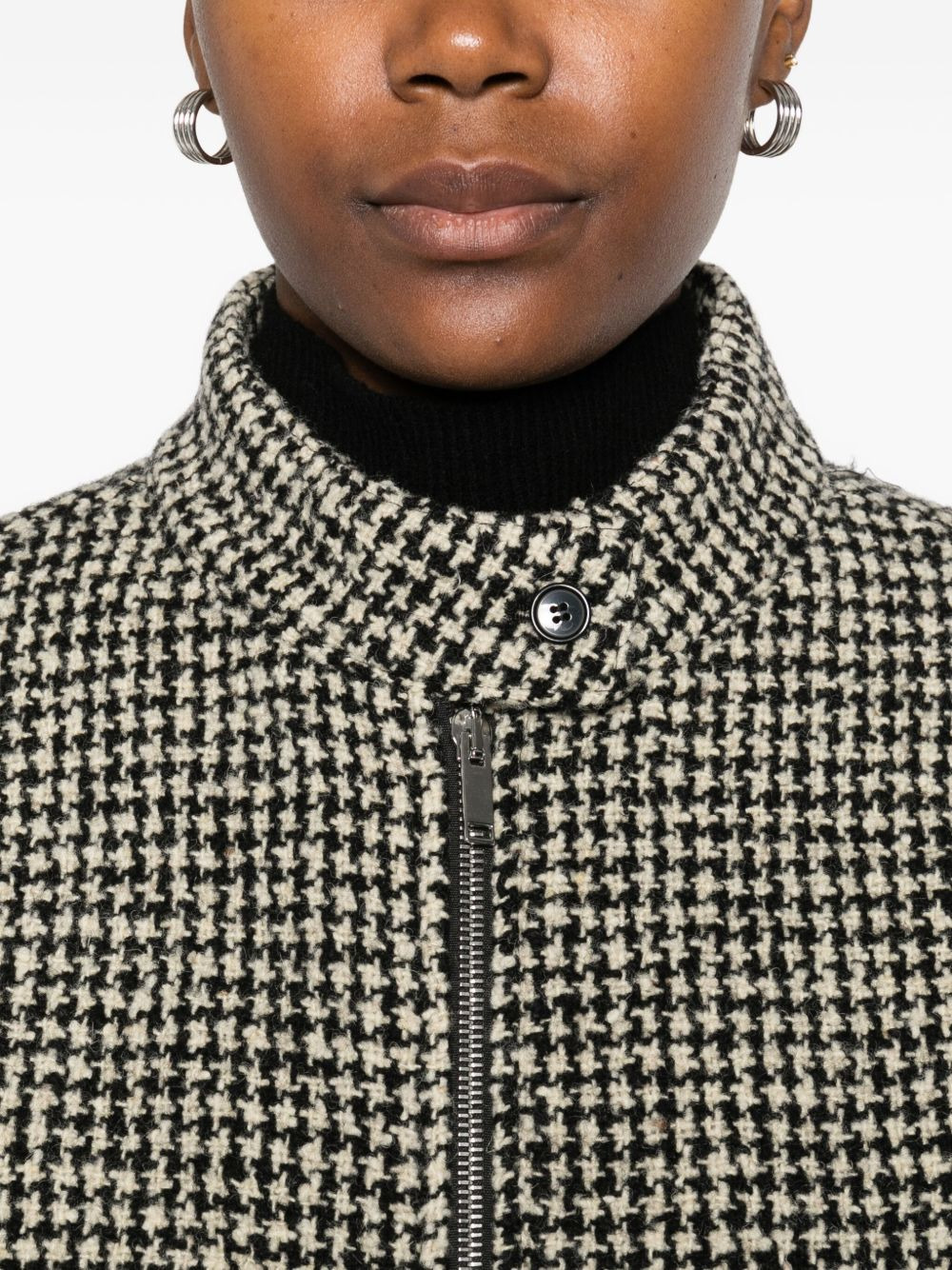 houndstooth zip-front jacket - 5