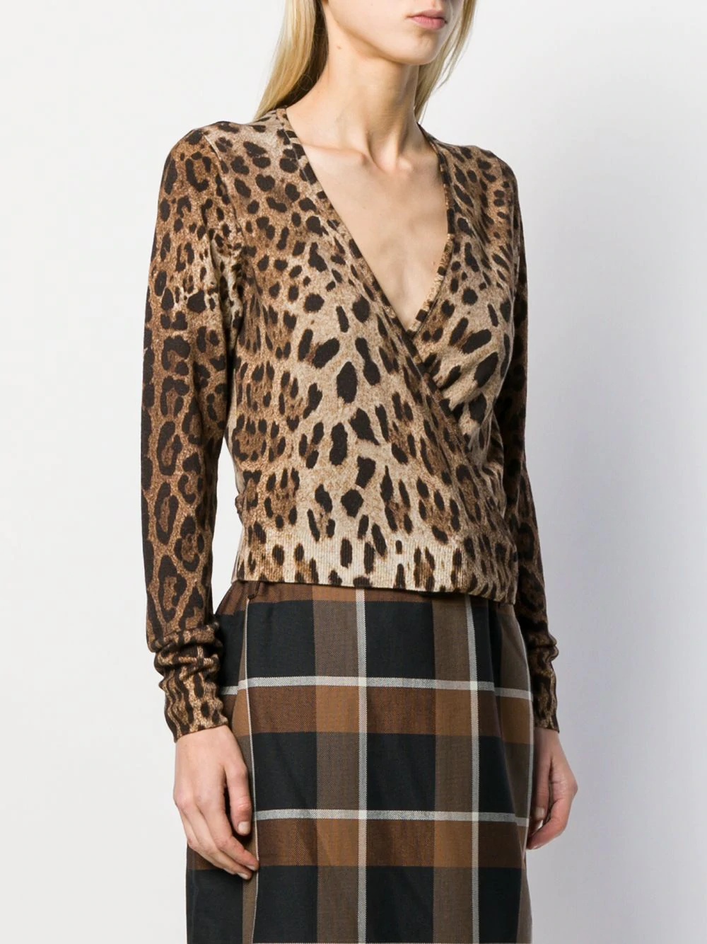 leopard print wrap jumper - 3