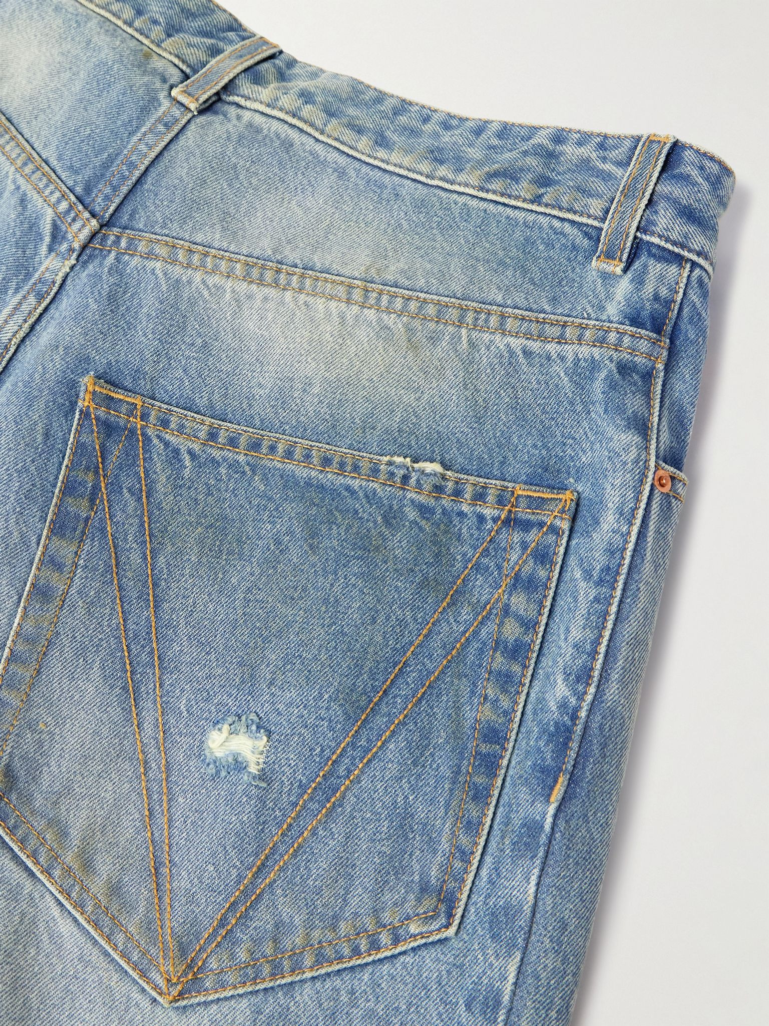 Straight-Leg Distressed Jeans Blue - 5