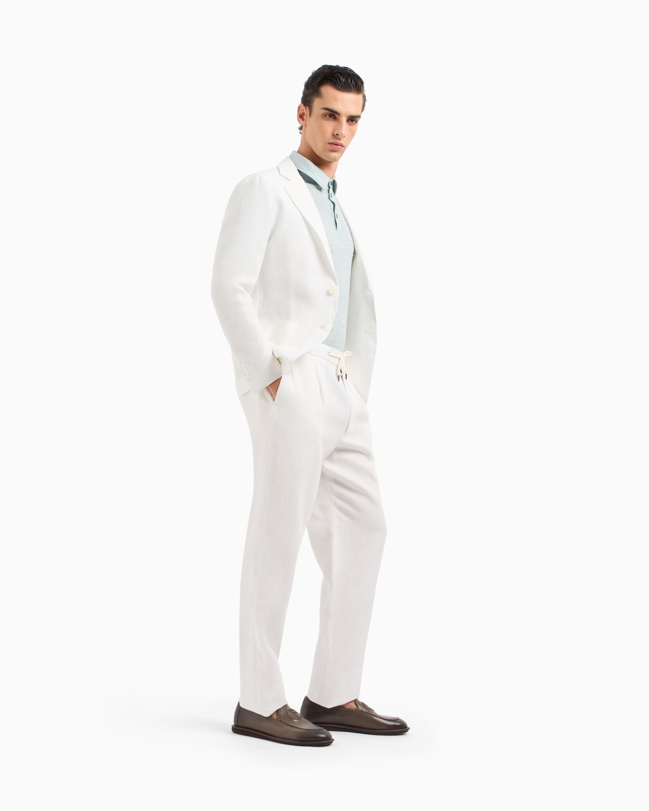Upton line single-breasted jacket in pure linen canvas - 2