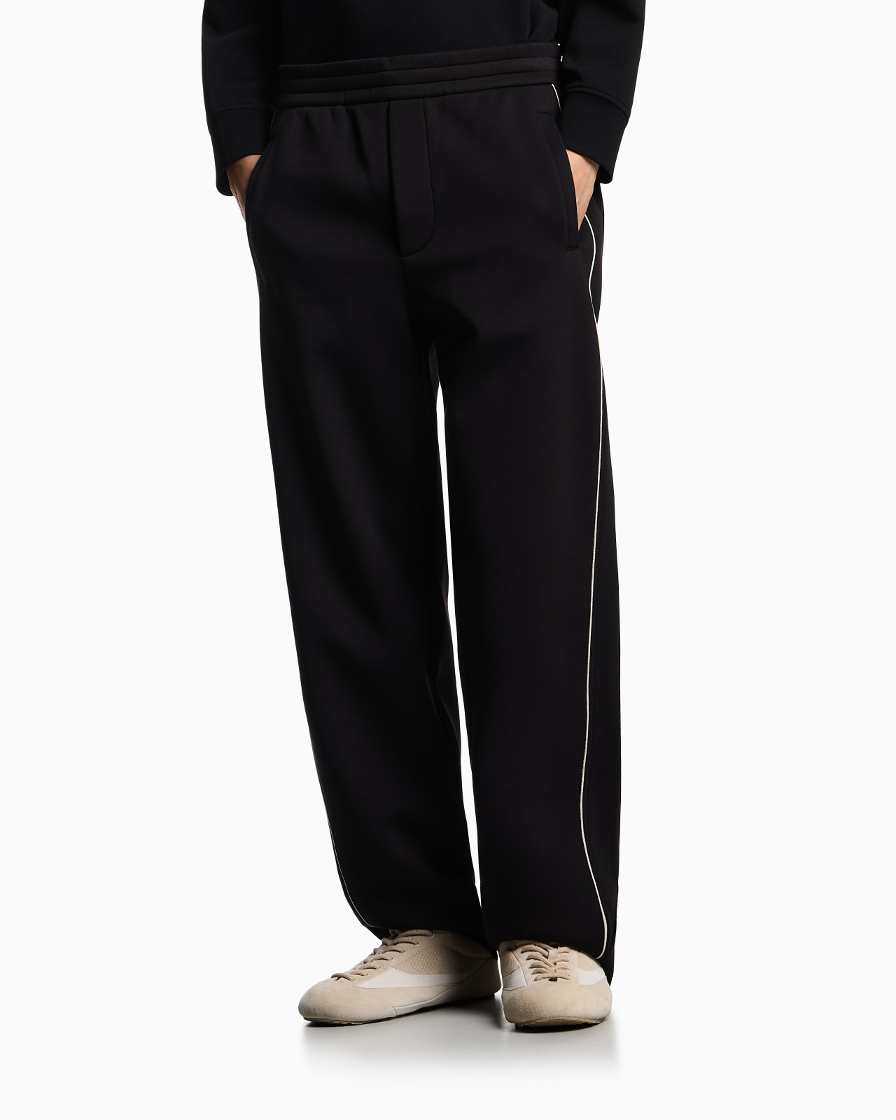 DOUBLE-JERSEY TROUSERS WITH PIPING - 4