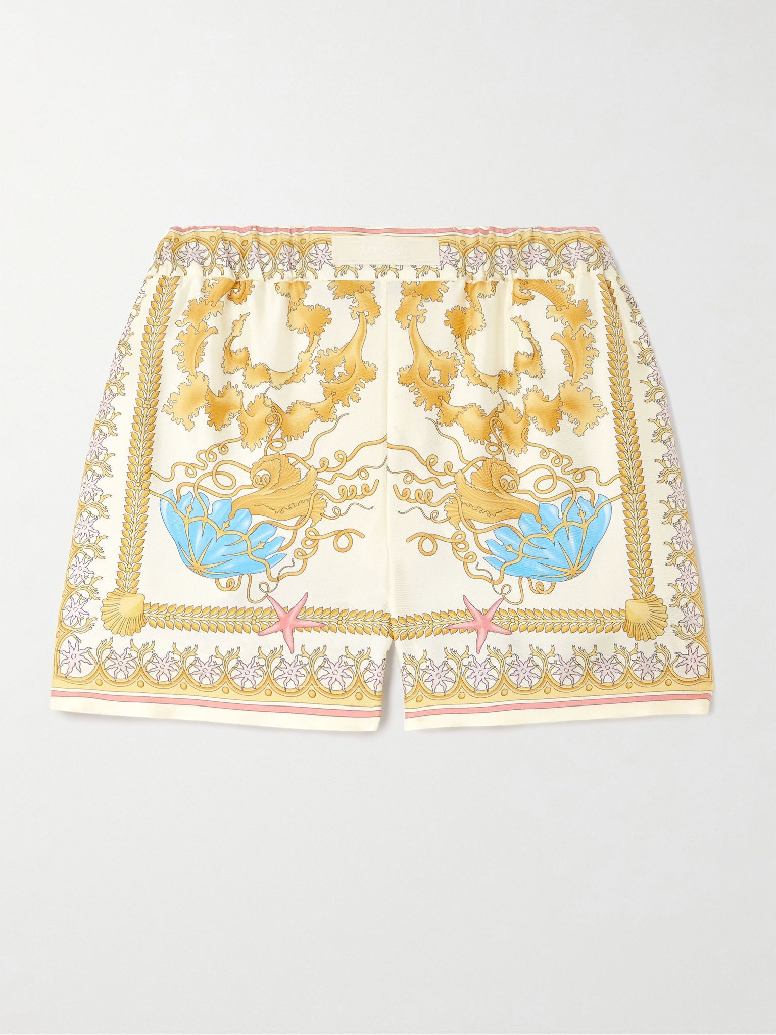 Printed silk-twill shorts Yellow - 1