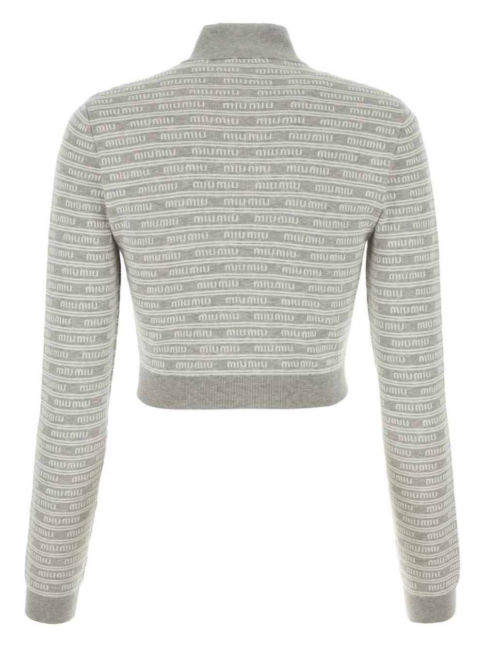 intarsia-logo cropped cardigan - 2