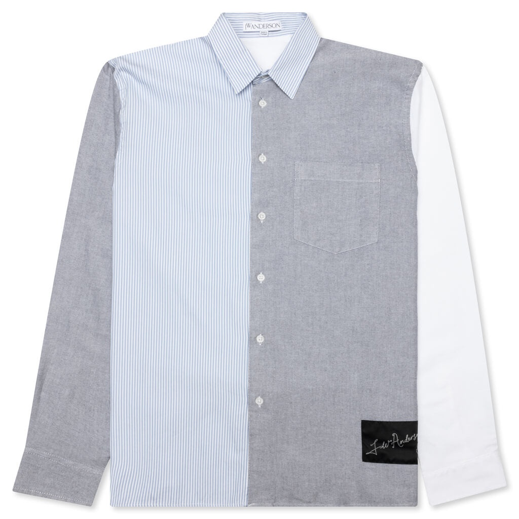 CLASSIC FIT PATCHWORK SHIRT - LIGHT BLUE/GREY - 1