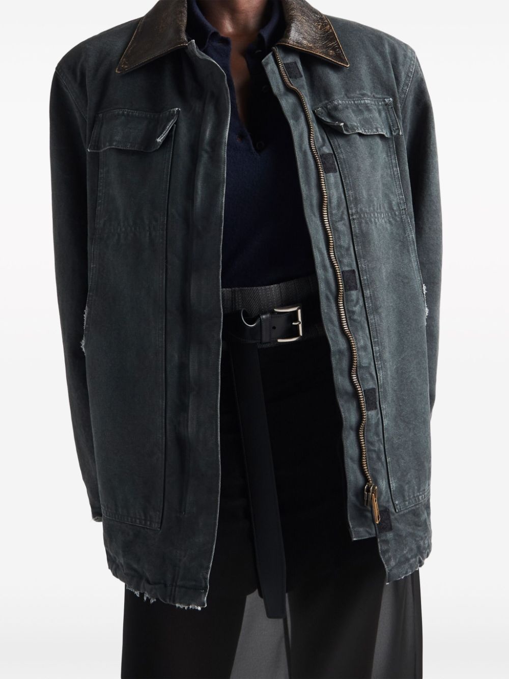 ripped canvas jacket - 6