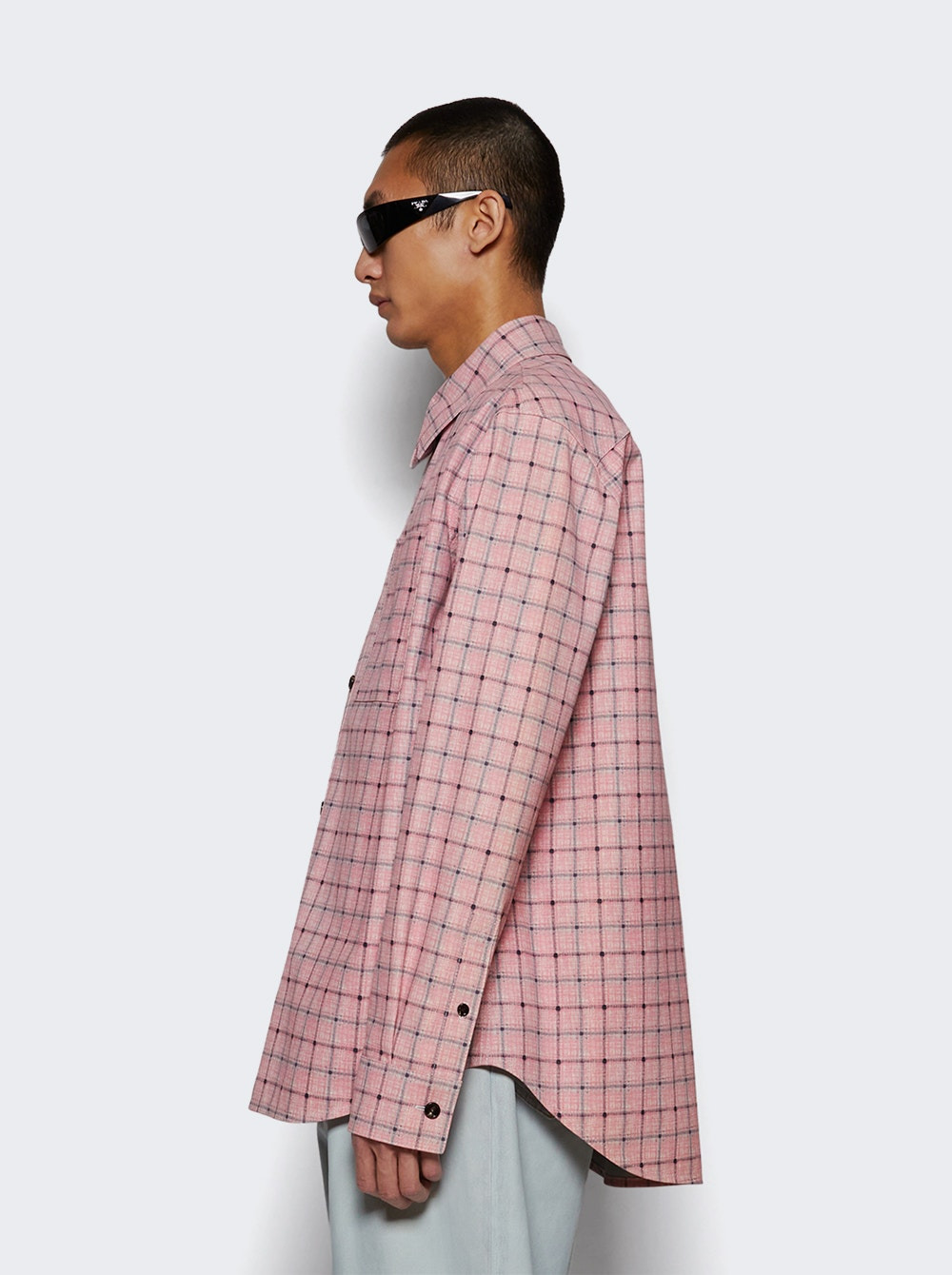 Long Sleeve Shirt Pale Pink And Grey - 3