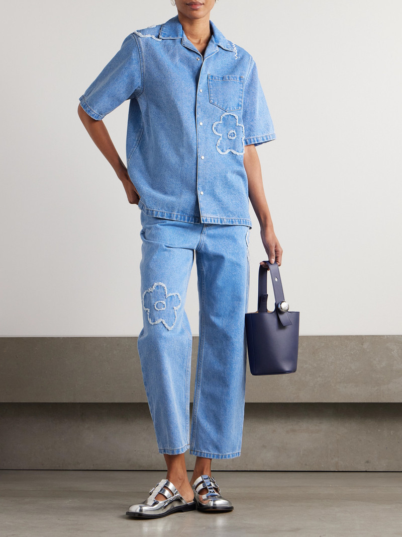 Marni Embroidered Frayed Denim Shirt outlook