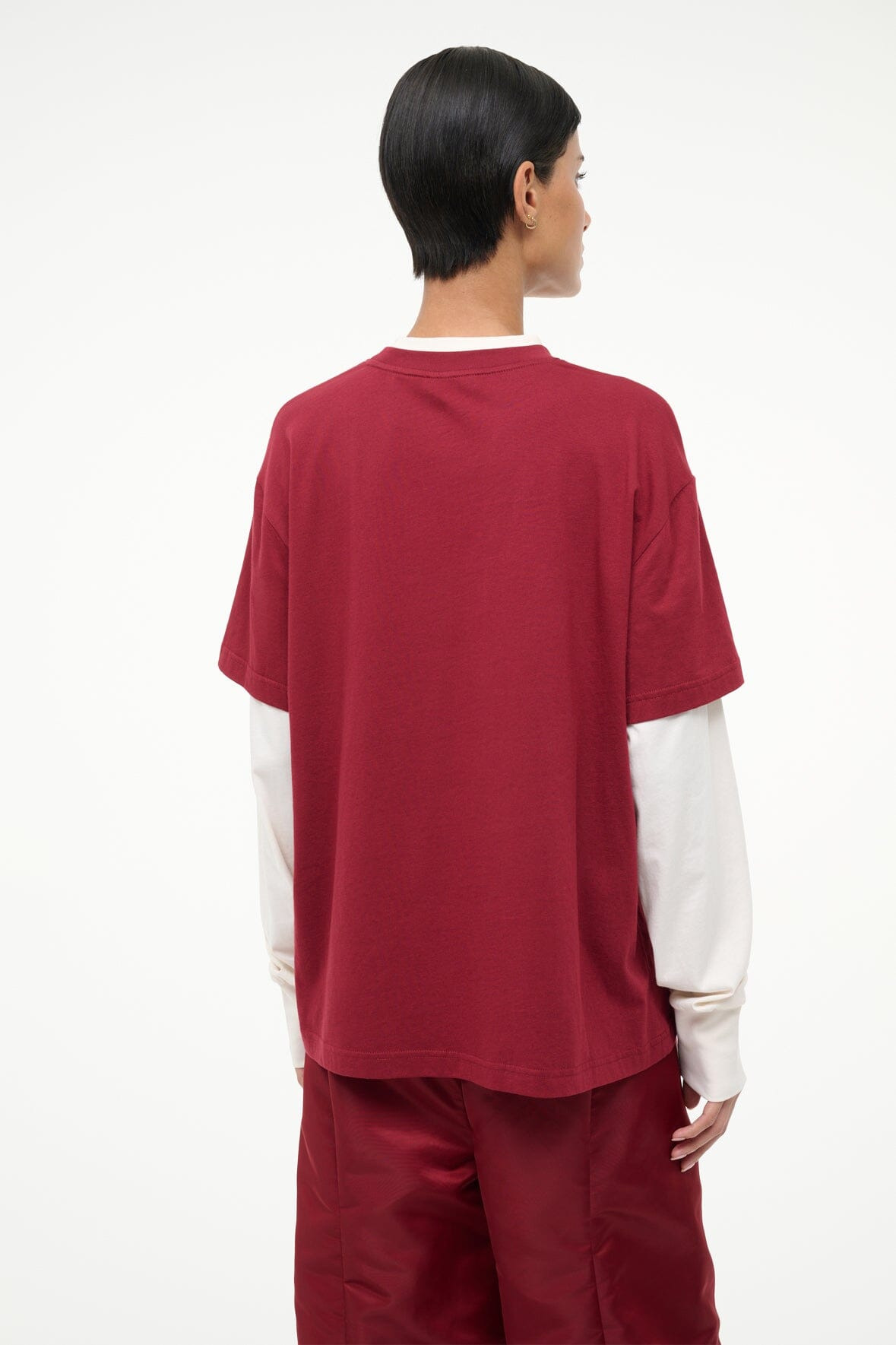 STAUD JUNIOR LONG SLEEVE TEE IVORY DEEP RED - 4