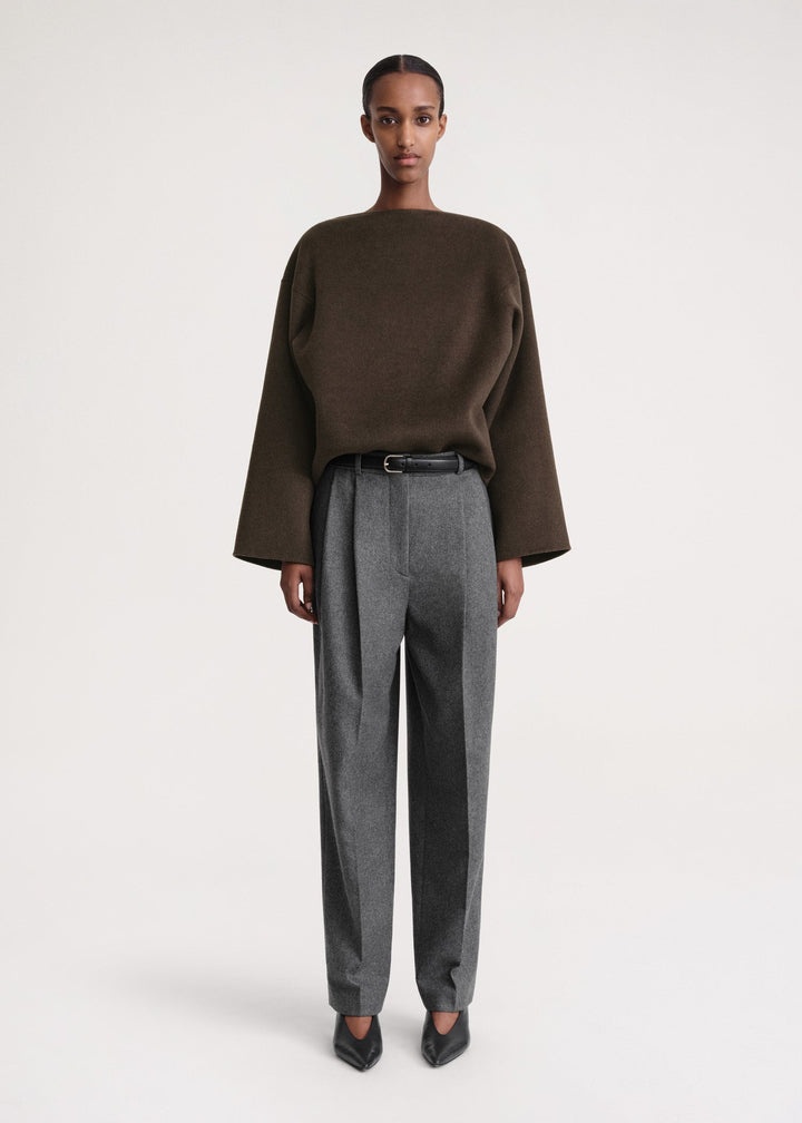 Doublé wool top chocolate melange - 2