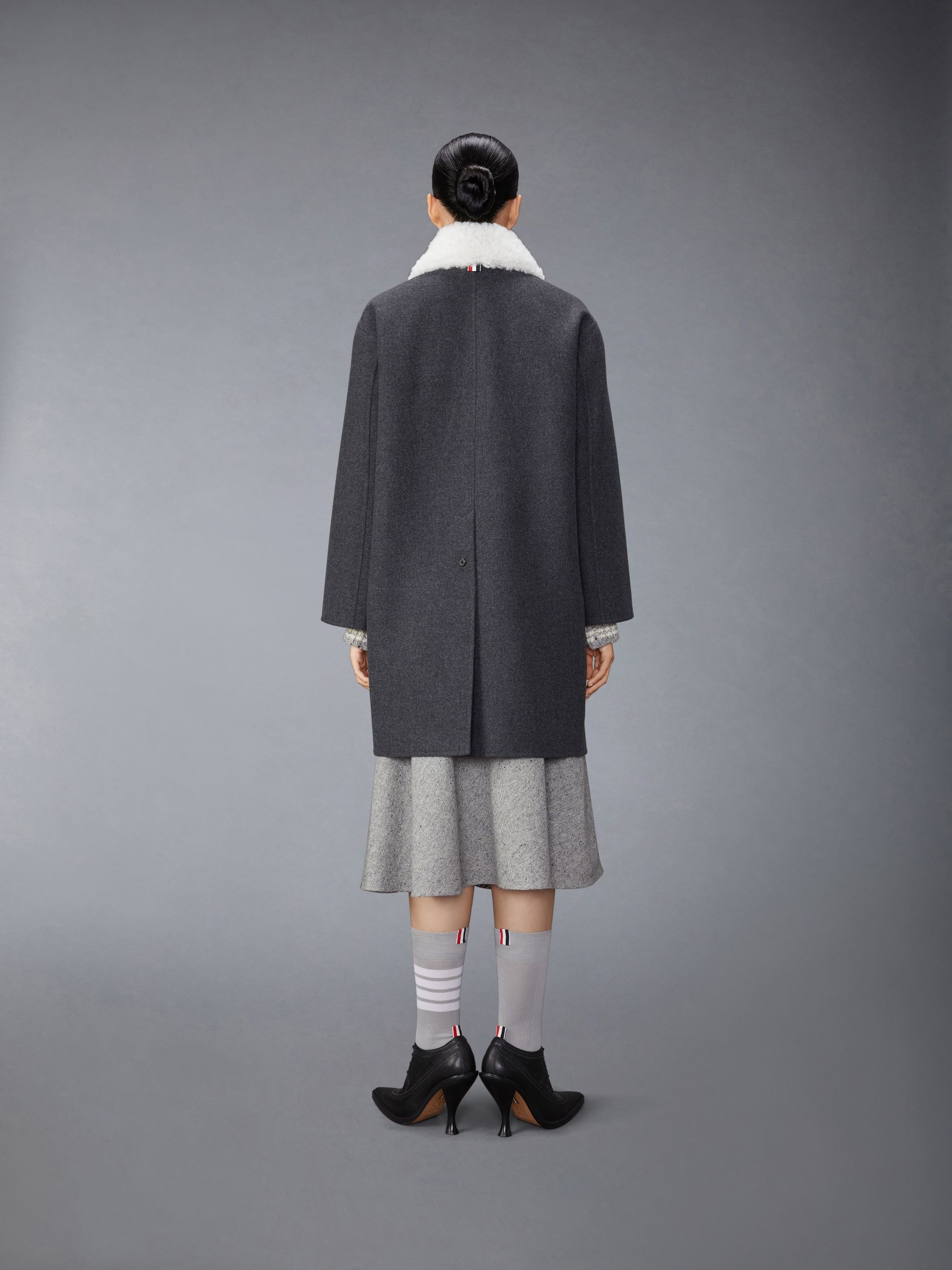 Double Face Melton Solid Detachable Shearing Collar Bal Collar Raincoat - 4