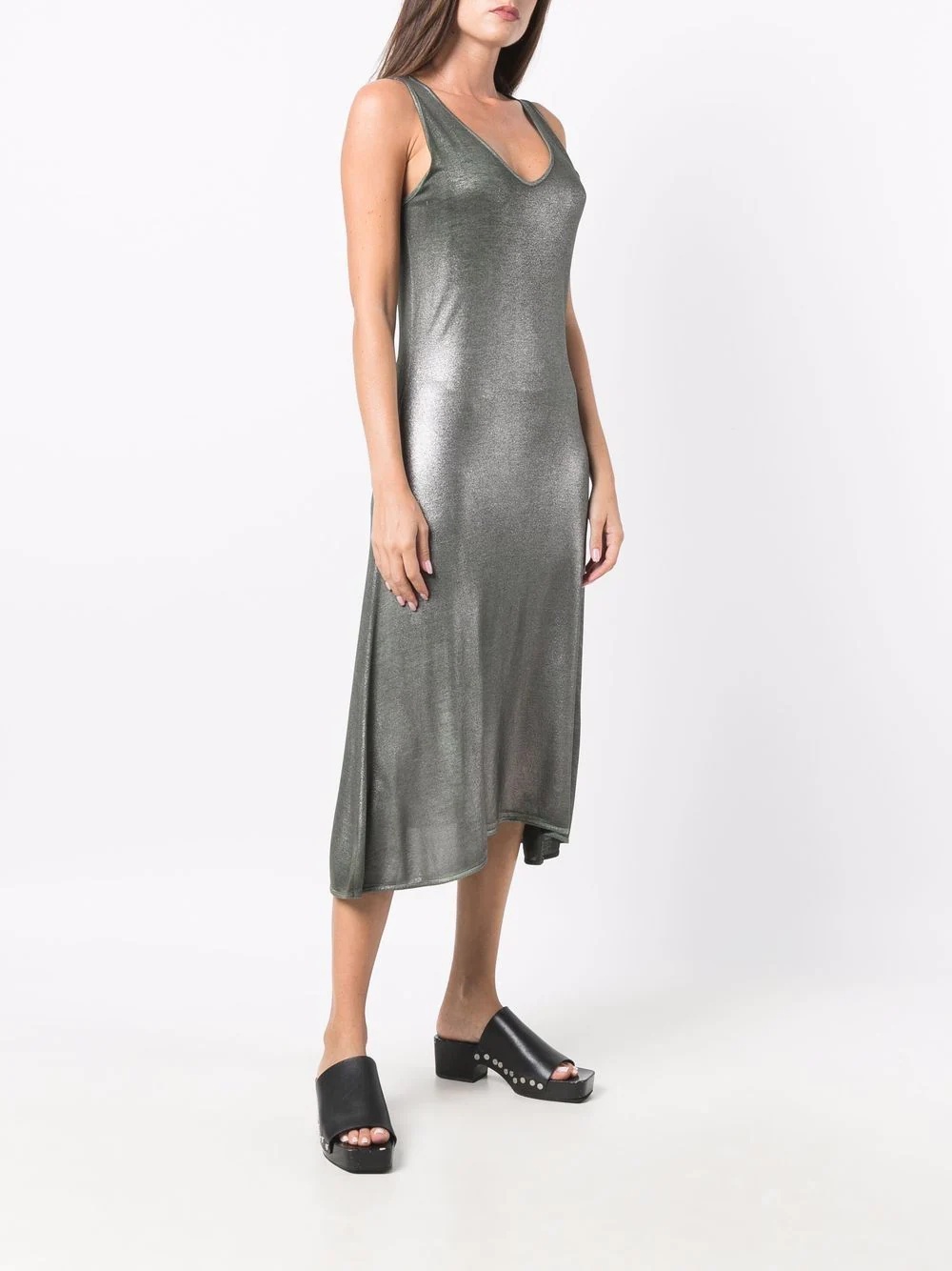 V-neck metallic midi dress - 3