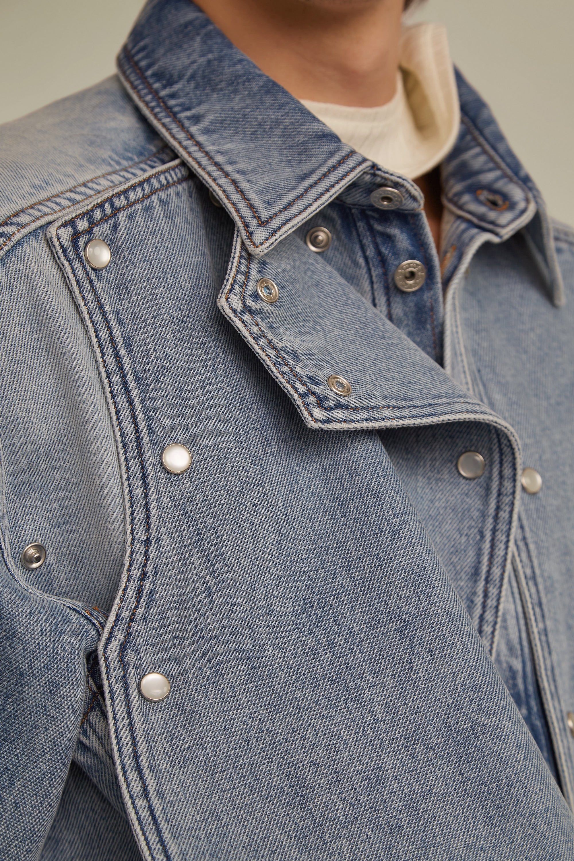 Snap Panel Denim Shirt - 4