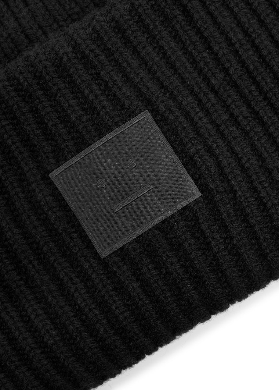 Acne Studios Pansy Face Ribbed Wool-blend Beanie - 3