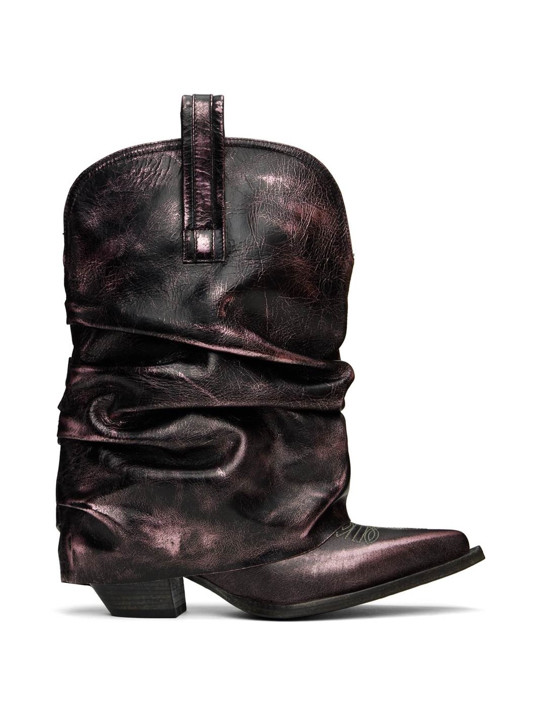 Black & Pink Low Rider Cowboy Boots - 1