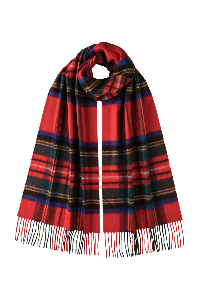 Royal Stewart Tartan Wide Cashmere Scarf 1