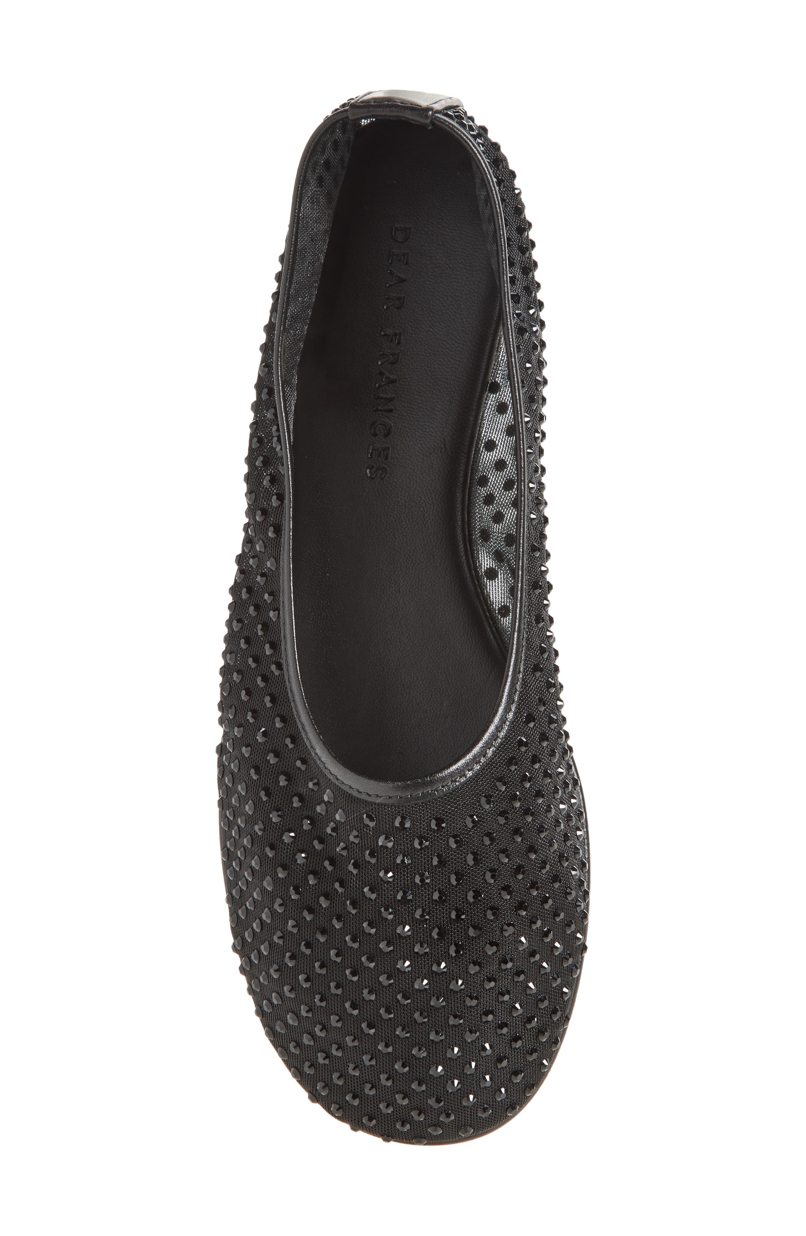 Dear Frances Ball Crystal Embellished Mesh Flat in Black at Nordstrom - 6