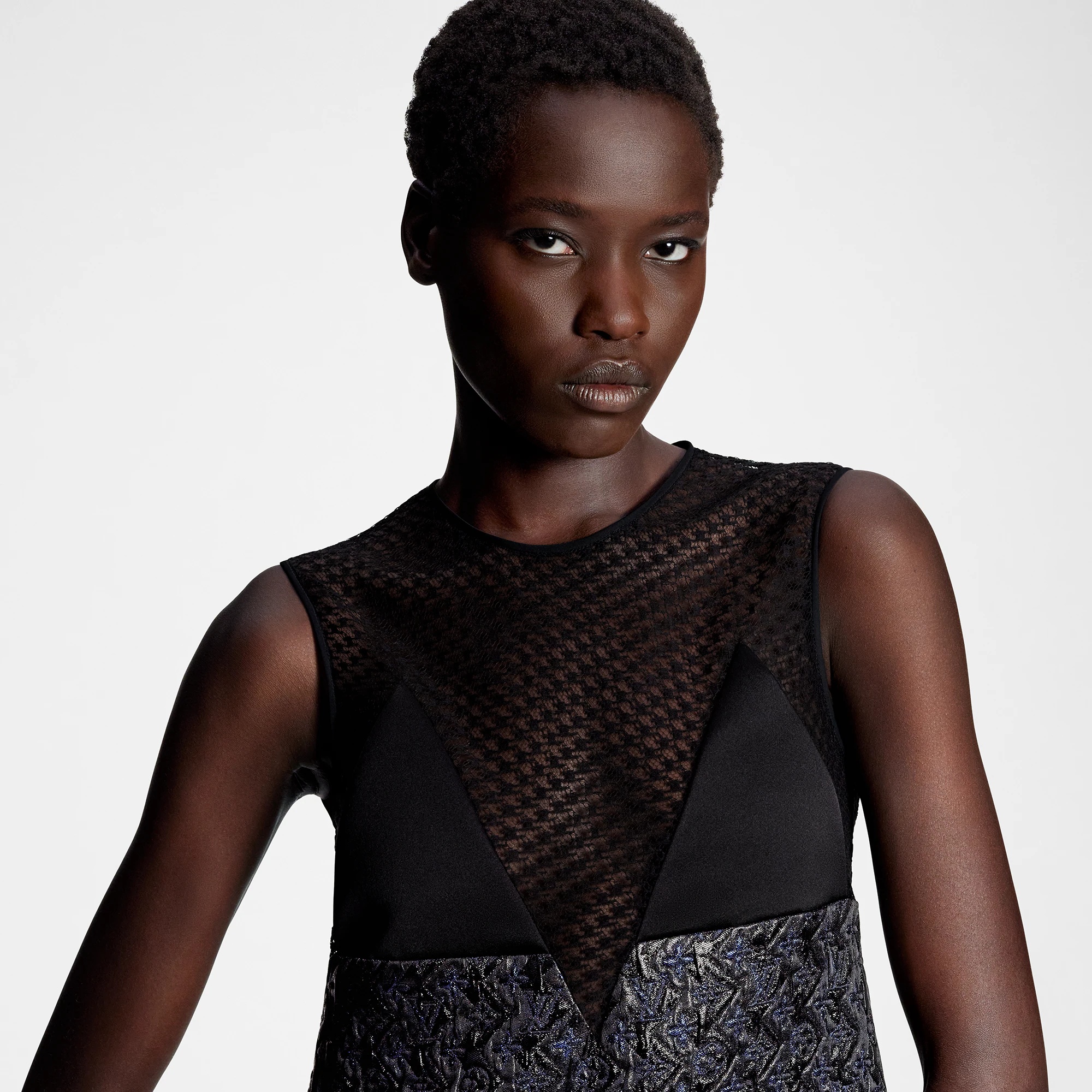 Lurex Monogram And Lace Dress - 2