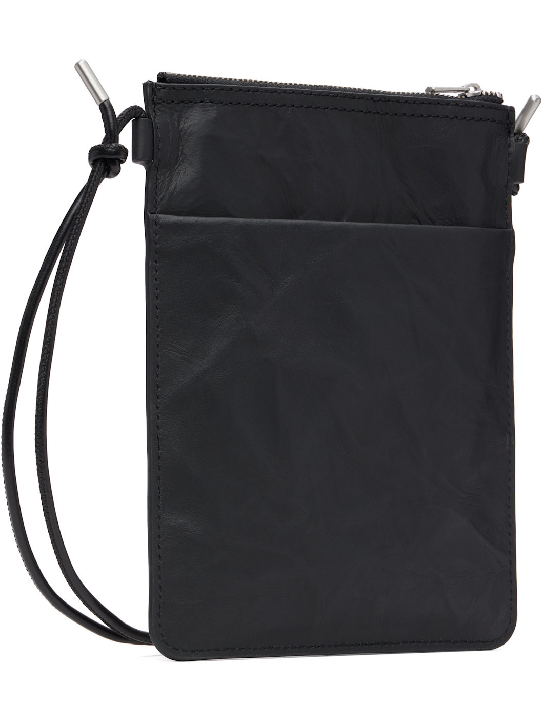 Black Leather Crossbody Pouch - 3