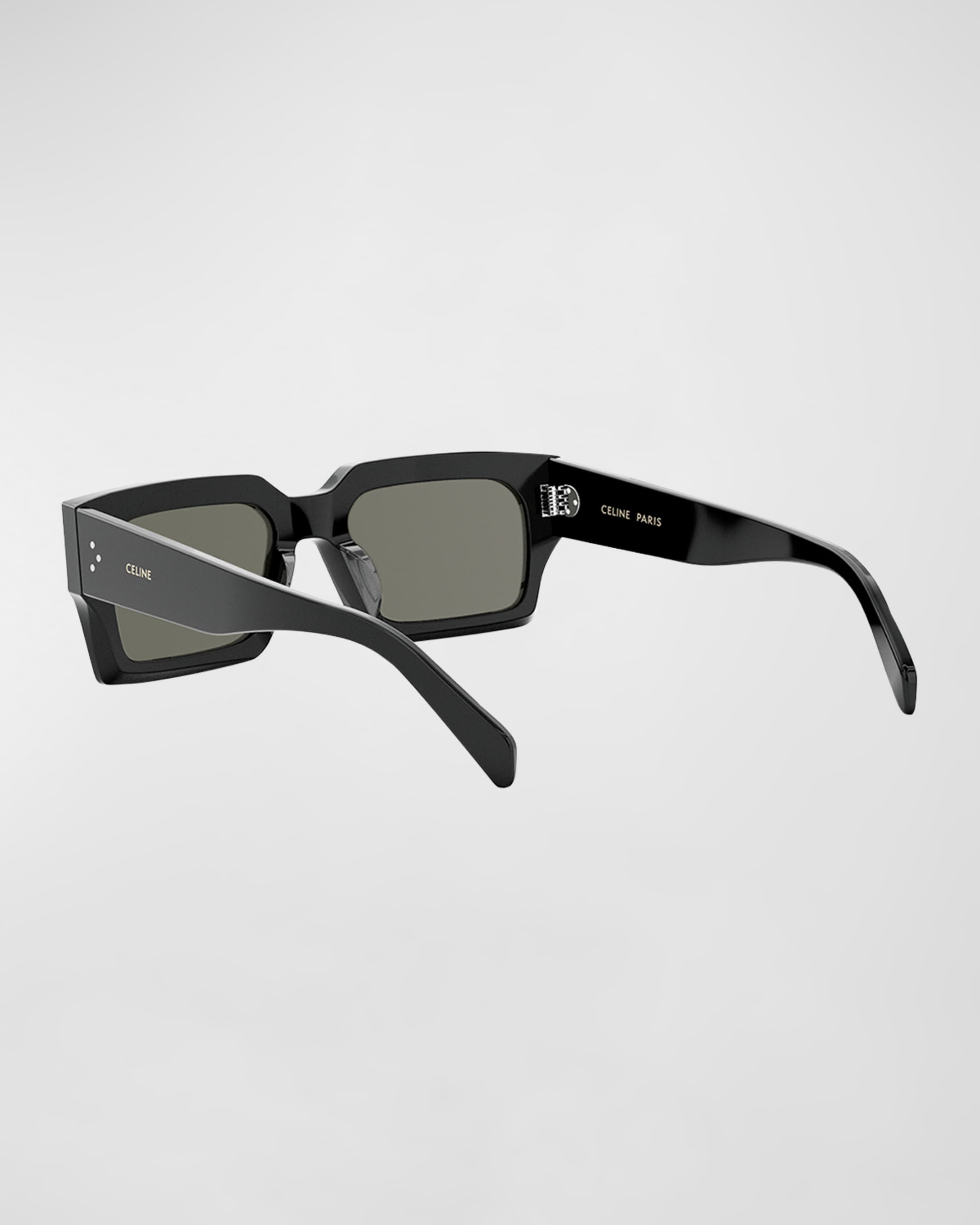 Bold 3 Dots Beveled Acetate Rectangle Sunglasses - 2