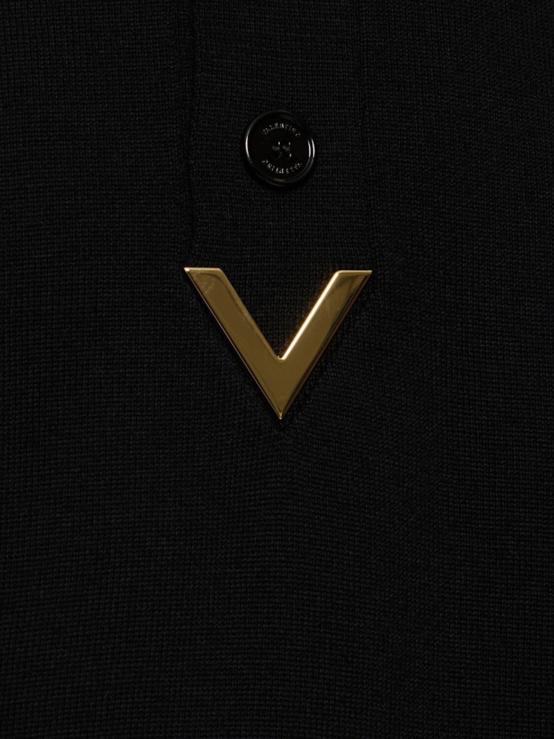 V detail wool polo - 4