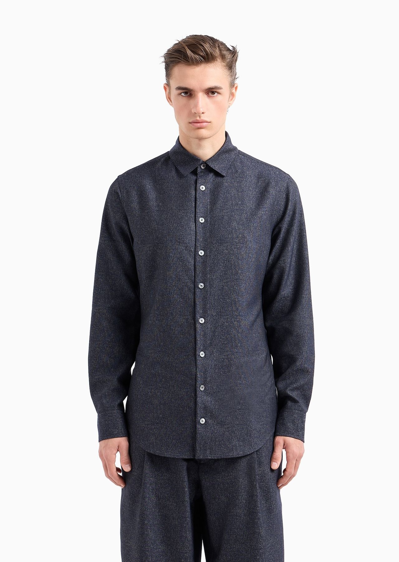 Denim Collection shirt in virgin wool, viscose and silk - 2